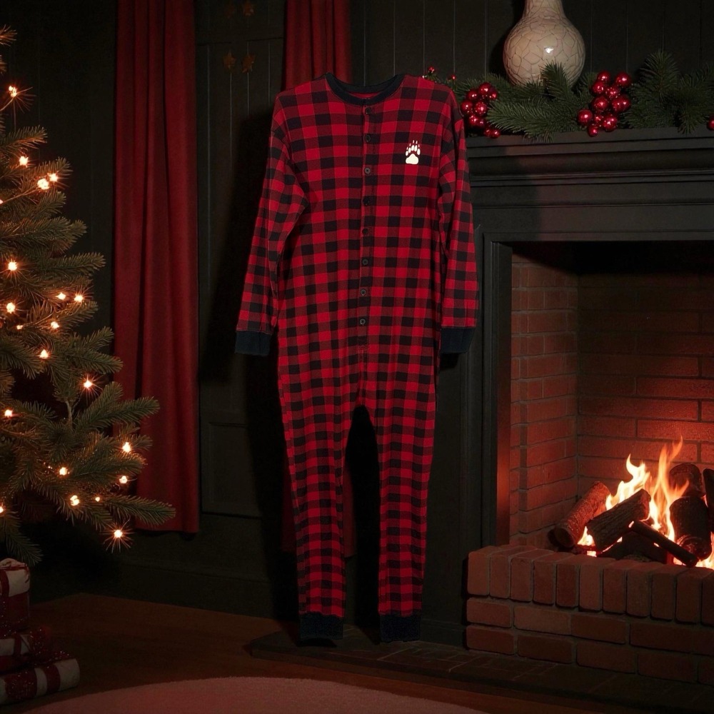 LAZY ONE CHRISTMAS PAJAMAS SIZE LARGE ONE PIECE BEAR BOTTOMS